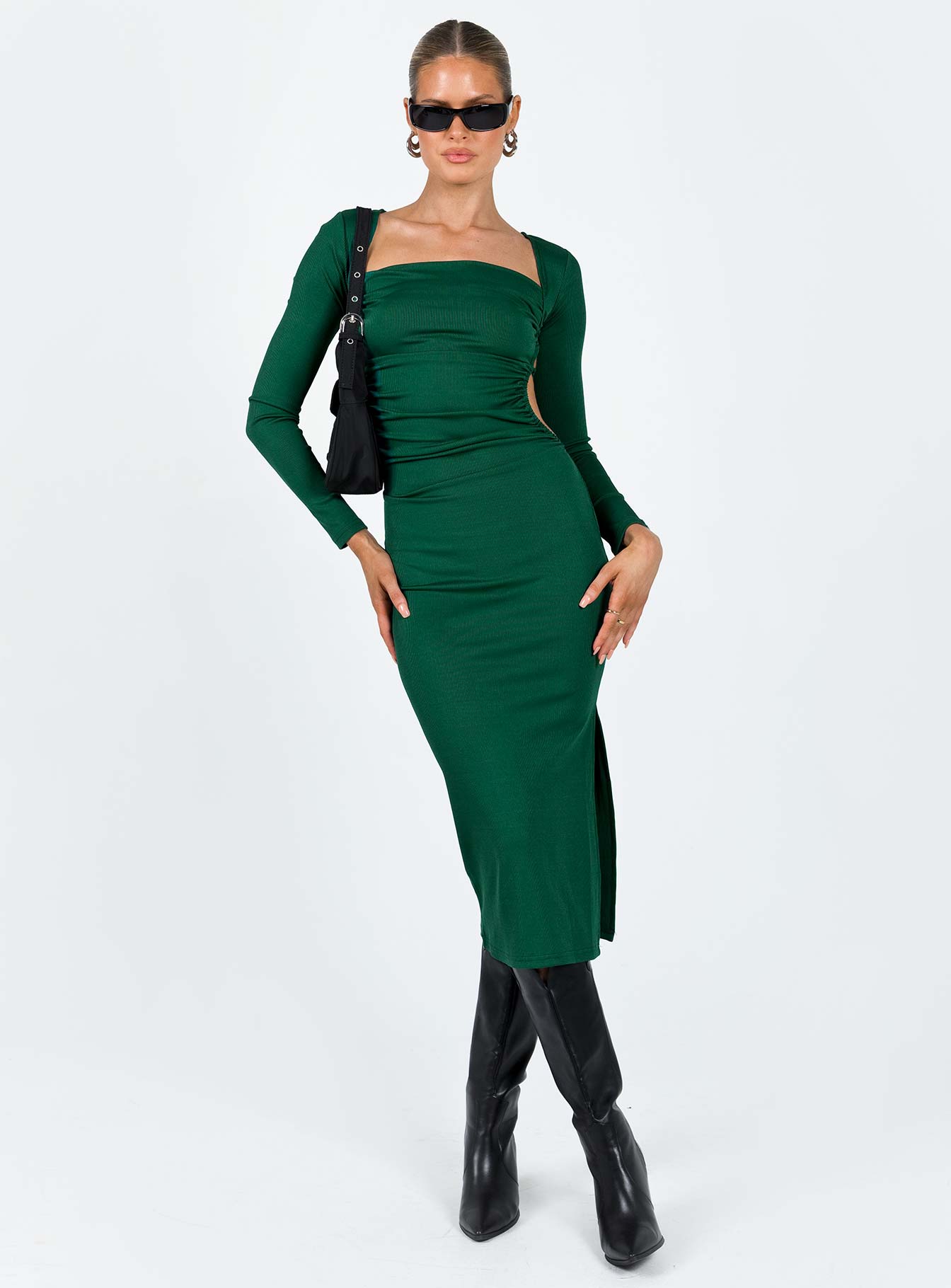 Esplin Long Sleeve Midi Dress Green