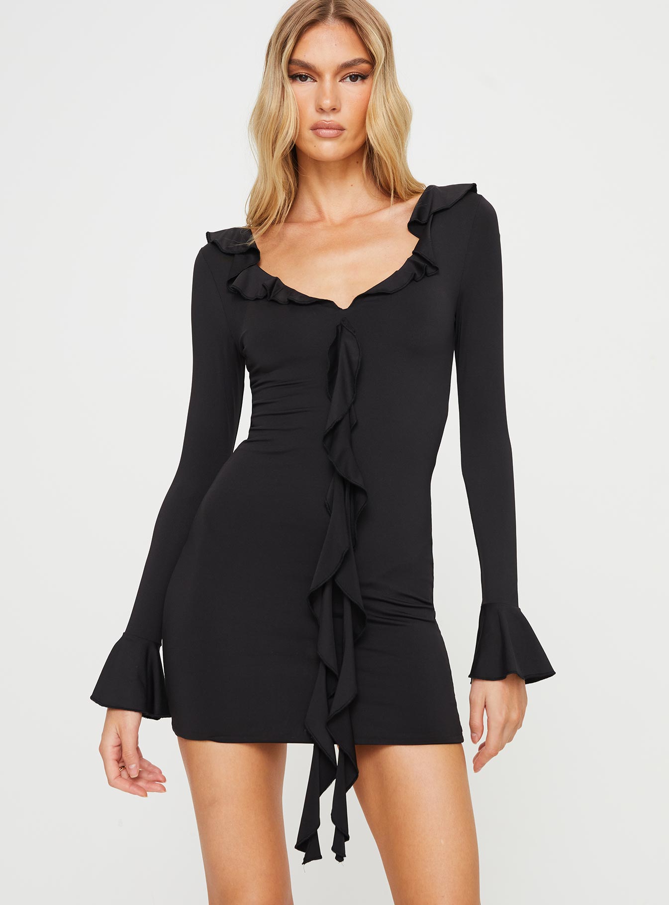 Alger Long Sleeve Mini Dress Black