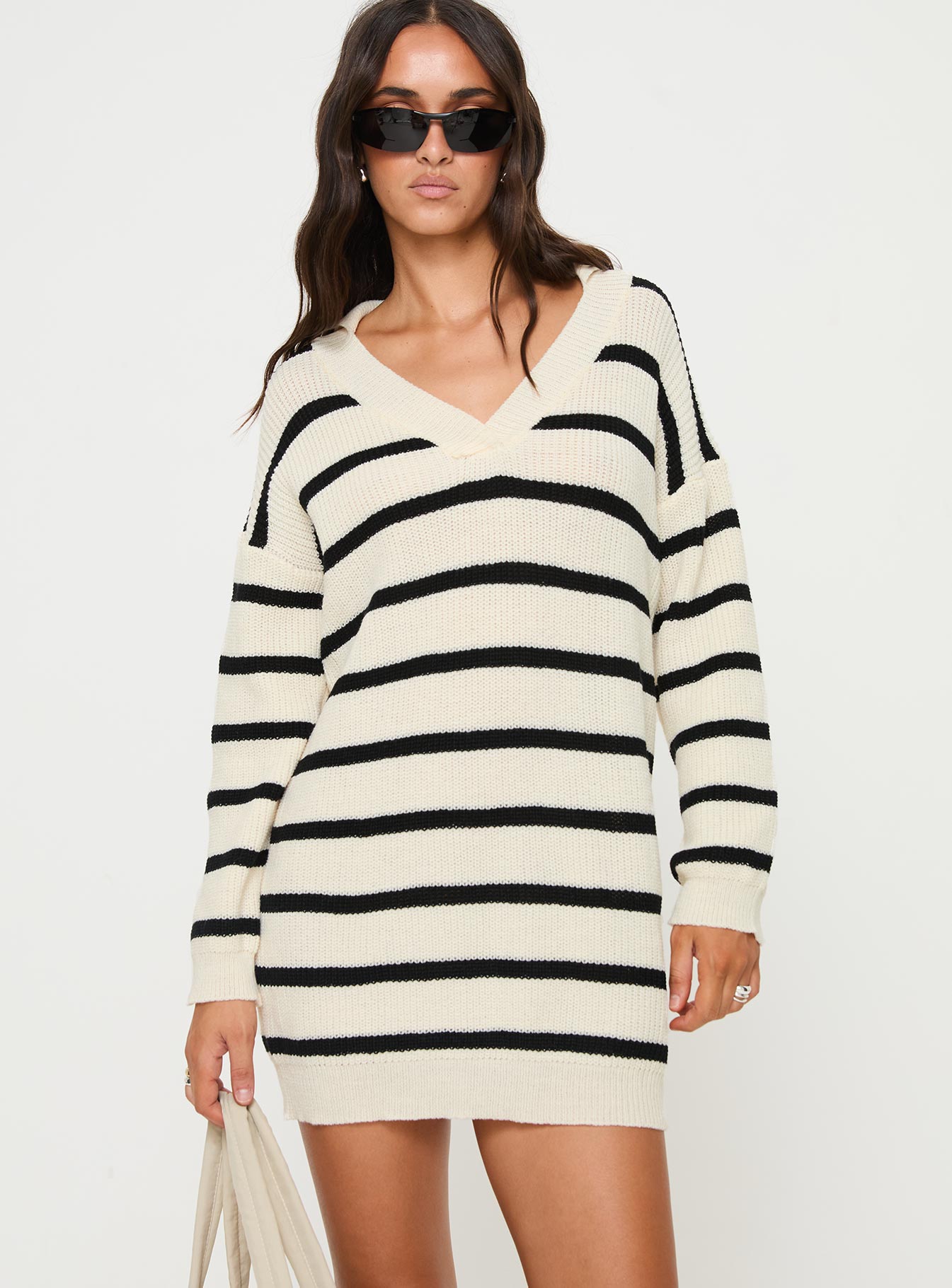 Forte Sweater Mini Dress Black / Cream