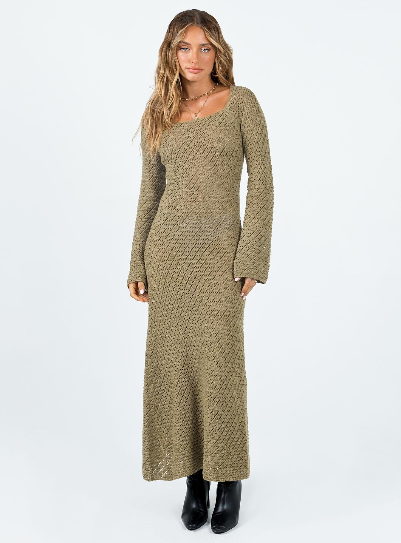 Lorena Long Sleeve Maxi Dress Khaki