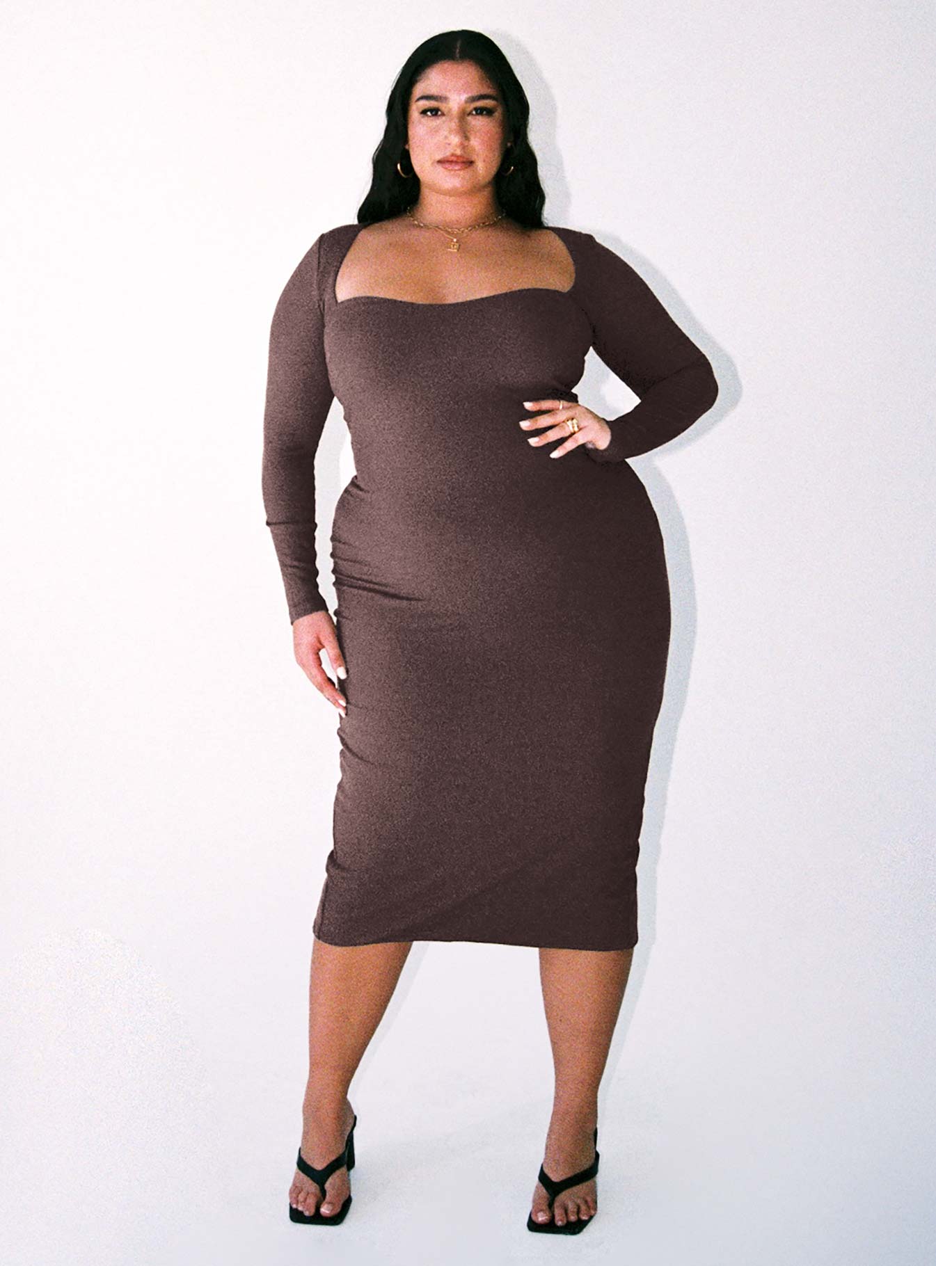 Nolan Midi Dress Brown Curve