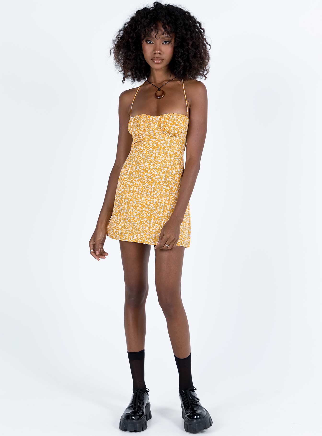 Acer Mini Dress Yellow Floral