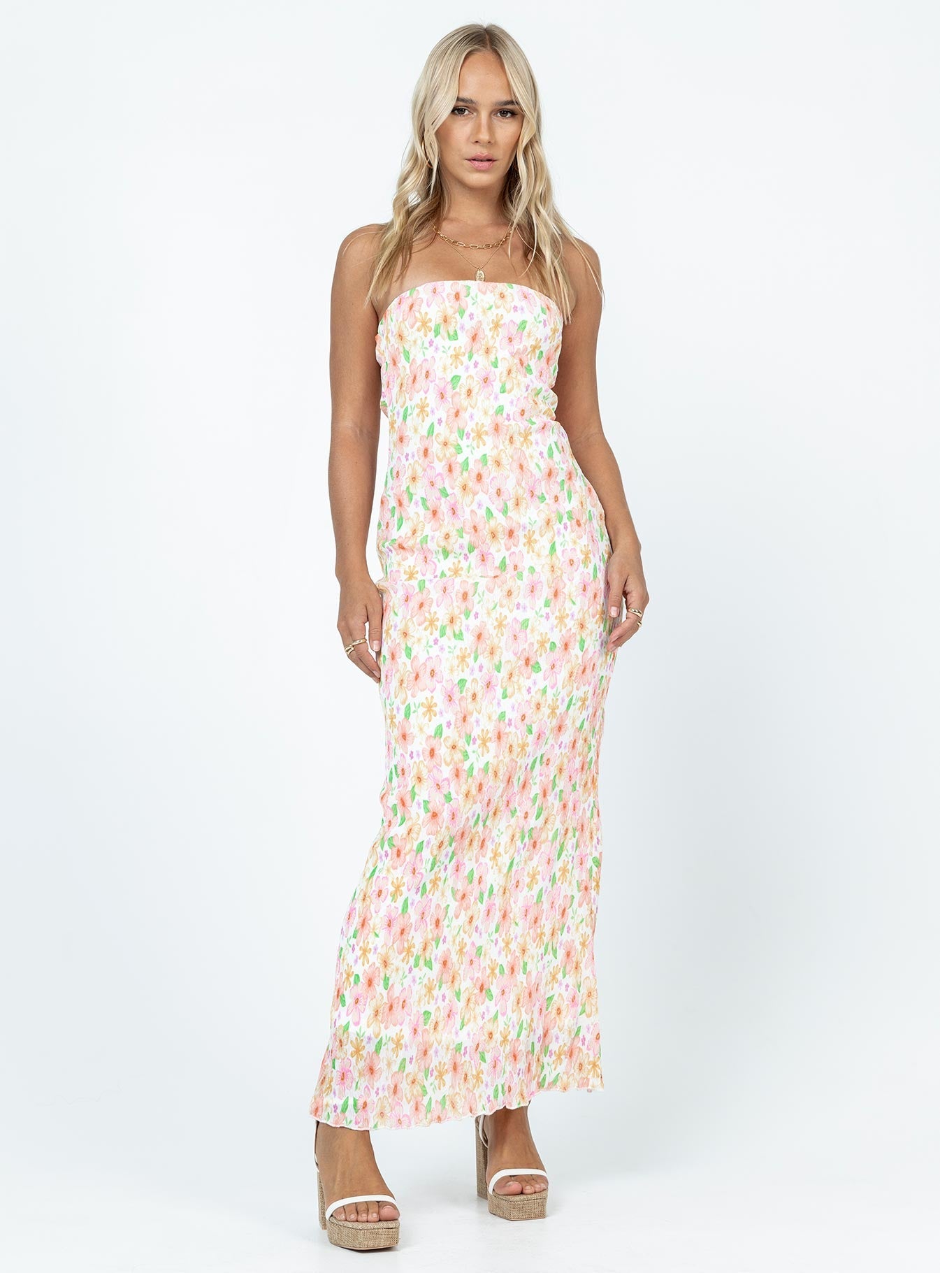 Tiarna Strapless Maxi Dress White / Floral