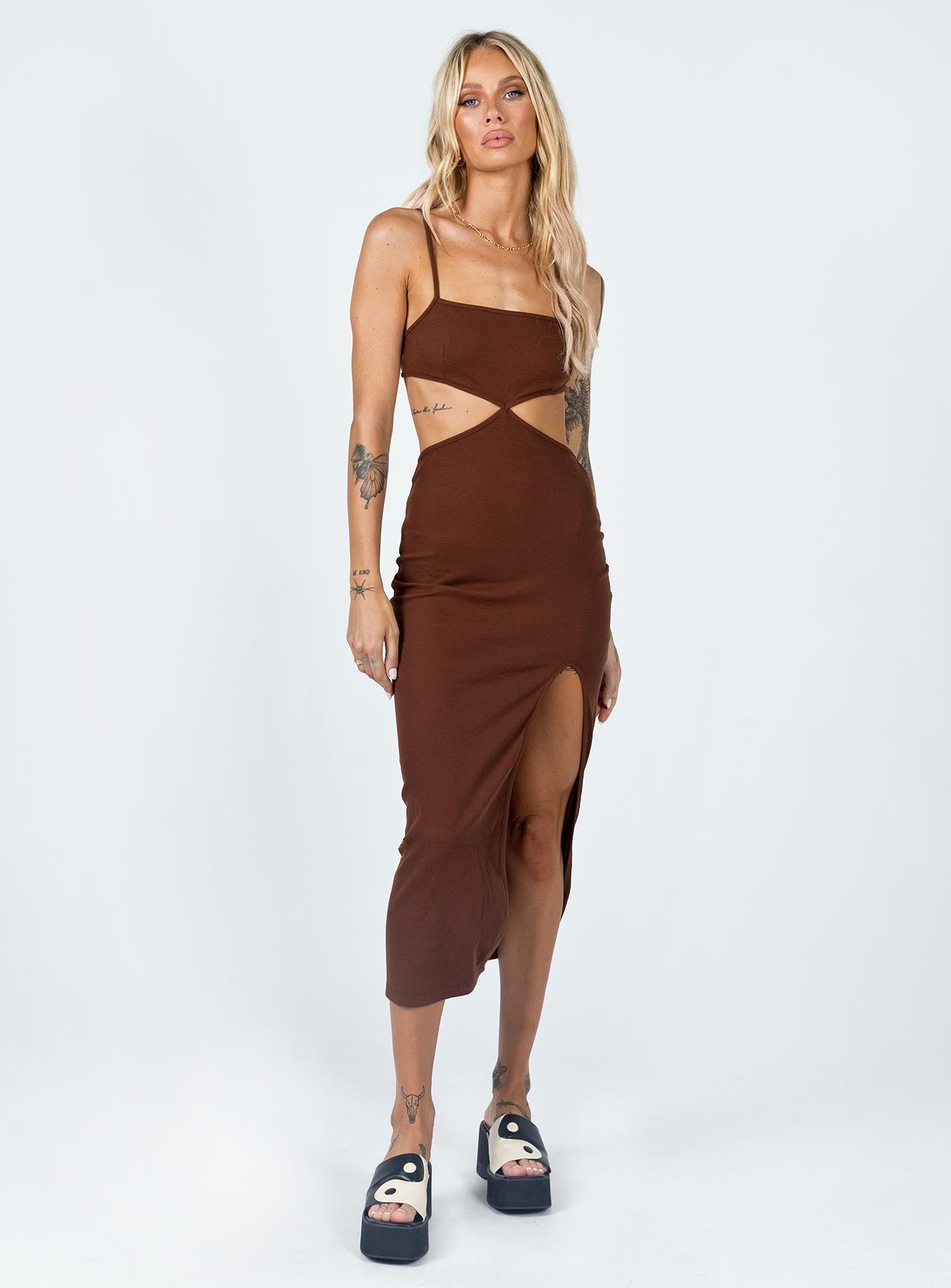 Elliot Midi Dress Brown