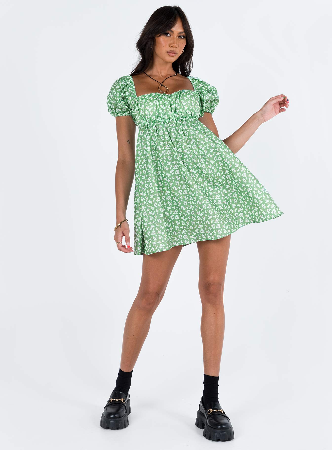 Let’s Dance Mini Dress Green Floral