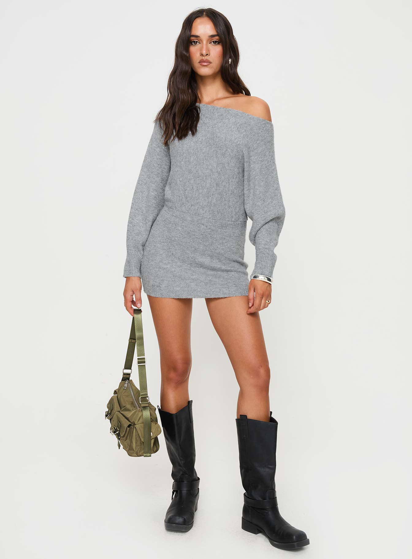 Peregrine Cold Shoulder Mini Dress Grey