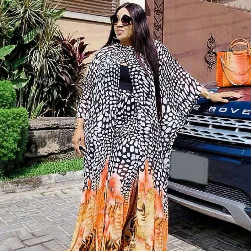 2 Piece Set Women Africa Clothes 2022 African Dashiki New Fashion Two Piece Suit Long Tops + Wide Pants Party Big Size For Lady