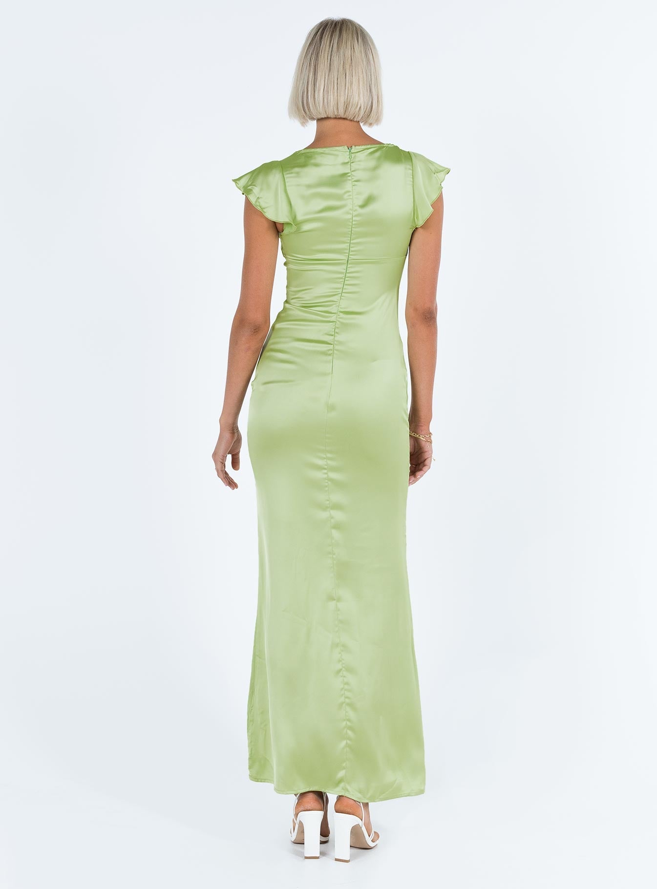 Armas Lace Trim Maxi Dress Green