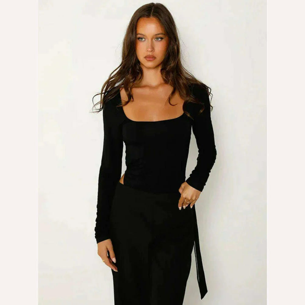Black Sexy Bodysuit Lingerie Backless Tops For Women Rave Outfit Long Sleeve One-Pieces Lenceria Femenina Bandage Body Feminino