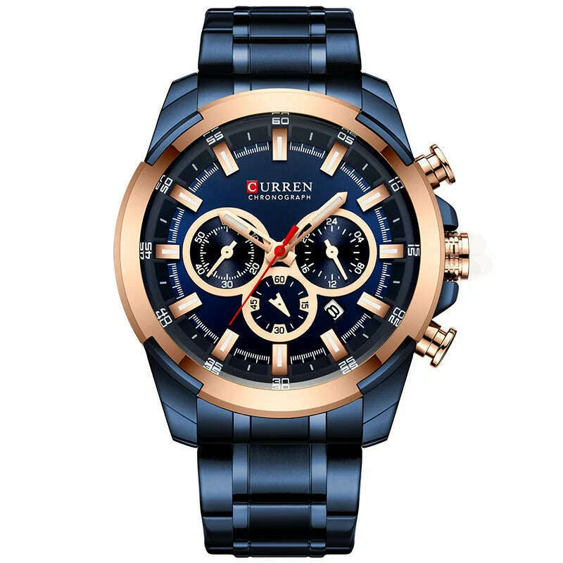 CURREN Men€™s Watches Top Brand Big Sport Watch Luxury Men Military Steel Quartz Wrist Watches Chronograph Gold Design Male Clock
