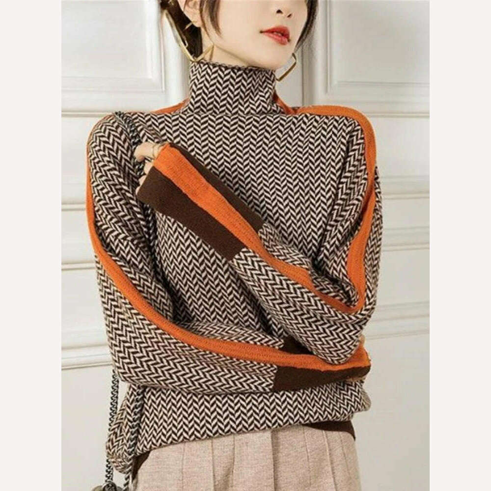 korean Pullover Sweater knitted sweaters knit jumpers for women fashion 2023 sweater Female Women's Turtleneck knitwears tops