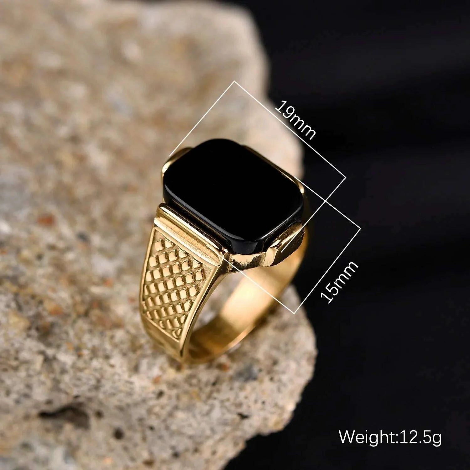 Men's High Quality Vintage Stainless Steel Gemstone Styles 18K Gold Plated Ring Jewelry Professional Factory Made