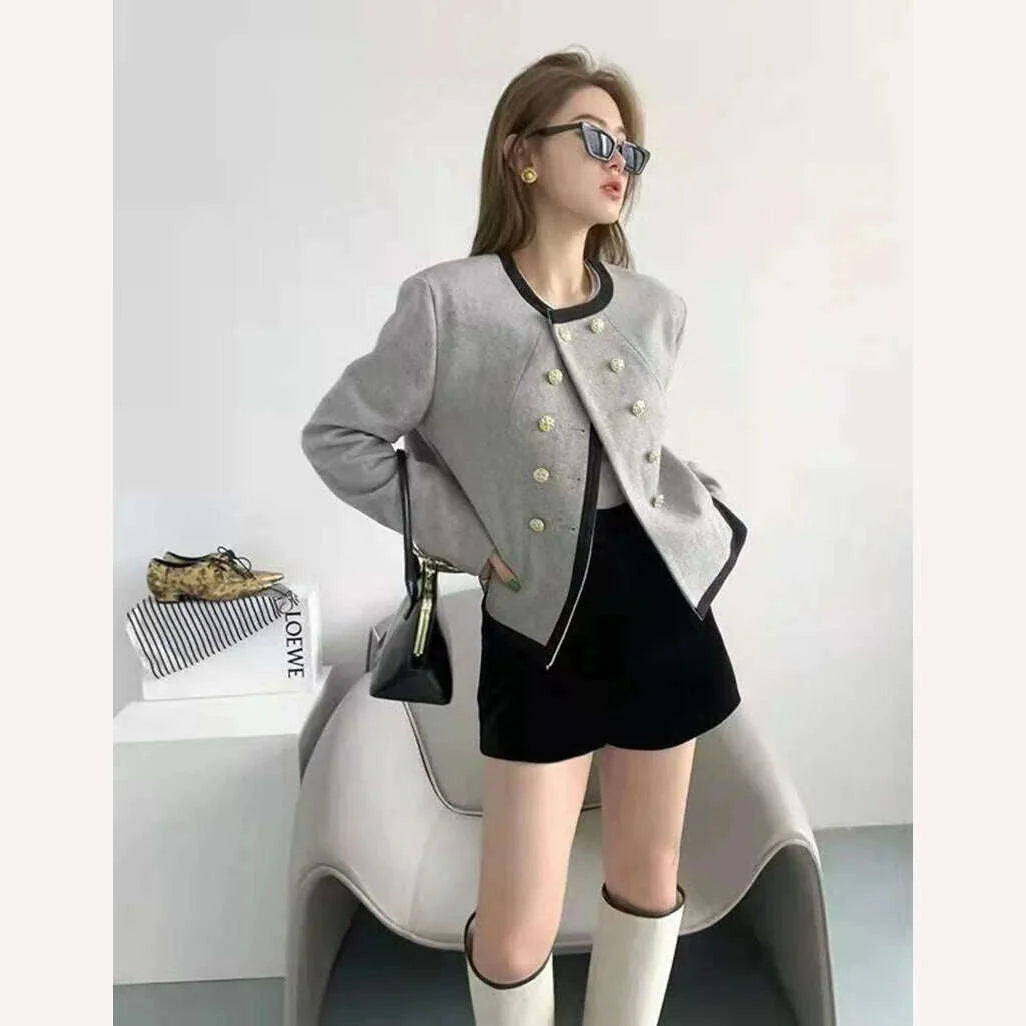 MEXZT Jackets Women Elegant Cropped Tweed Blazers Office Lady Korean Short Irregular Suit Coat Tops Vintage Casual Outerwear New