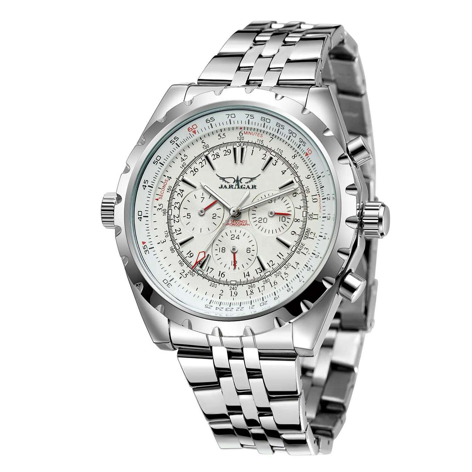 New Jaragar Blue Glass Design Automatic Watch For Men Stainless Steel Date Clock Luminous Business Mechanical Wristwatch