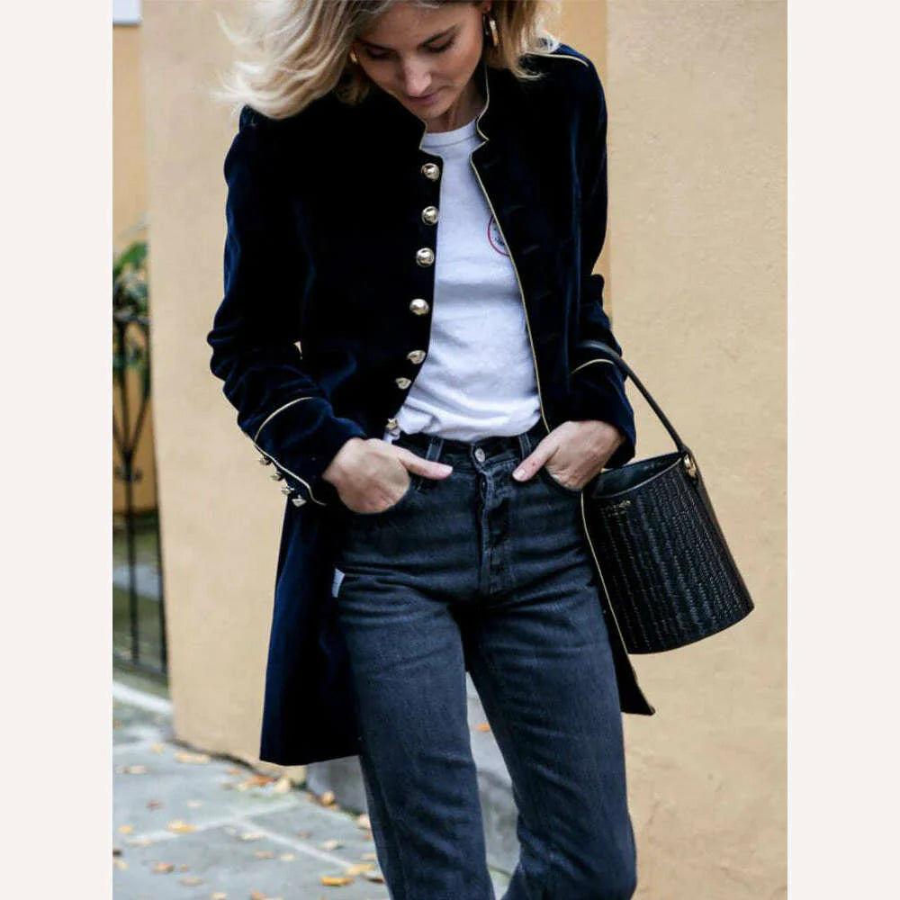 OUSLEE Warm Velvet Jacket Women Autumn Long Sleeve Loose Women Coat Office Ladies Button Tops Female Outerwear Blazer Cardigan