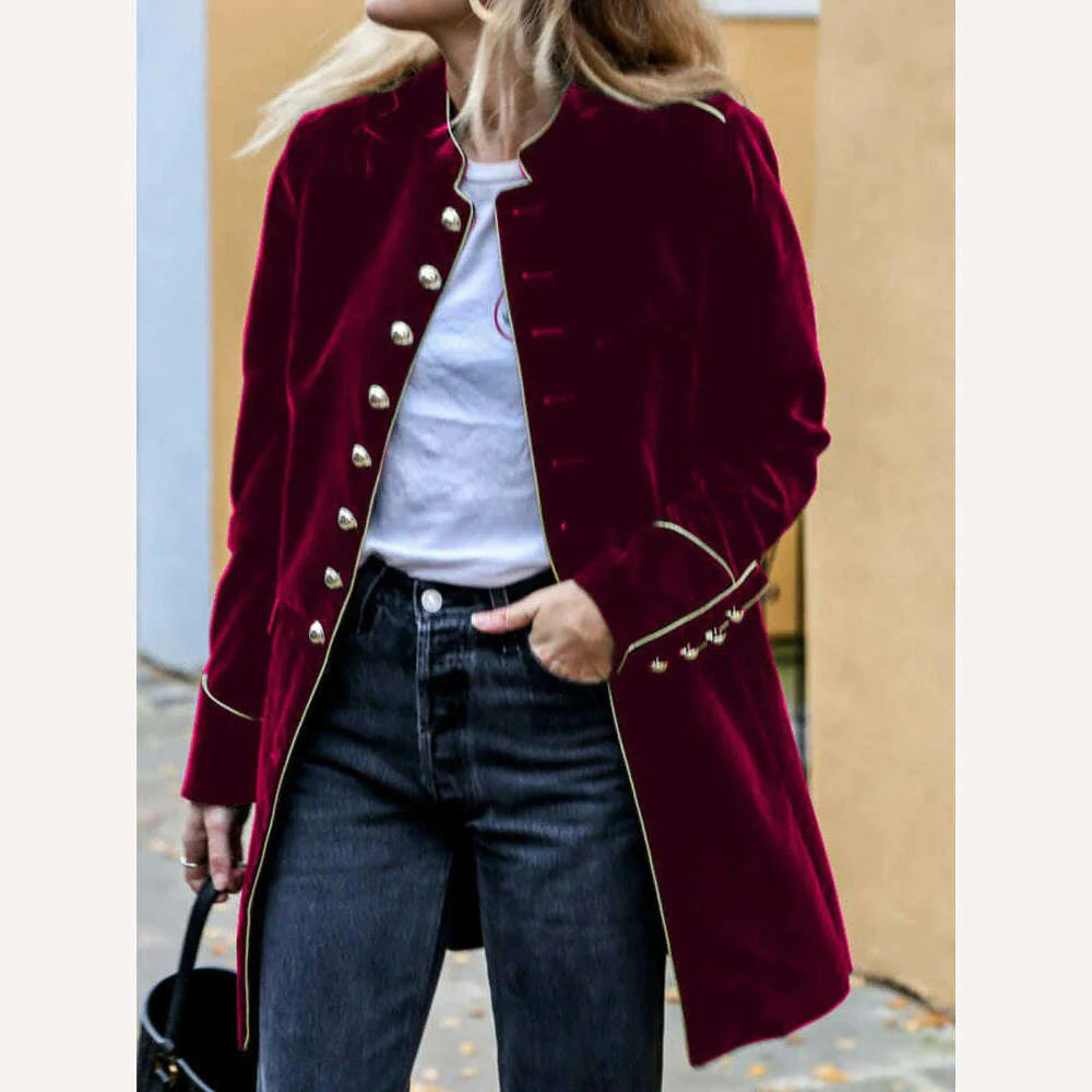 OUSLEE Warm Velvet Jacket Women Autumn Long Sleeve Loose Women Coat Office Ladies Button Tops Female Outerwear Blazer Cardigan