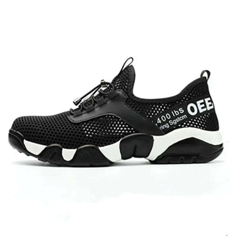 Summer Men Safety Work Shoes Men's Mesh Breathable Lightweight Casual Steel Toe Sneaker Prevent Piercing Protective Boots