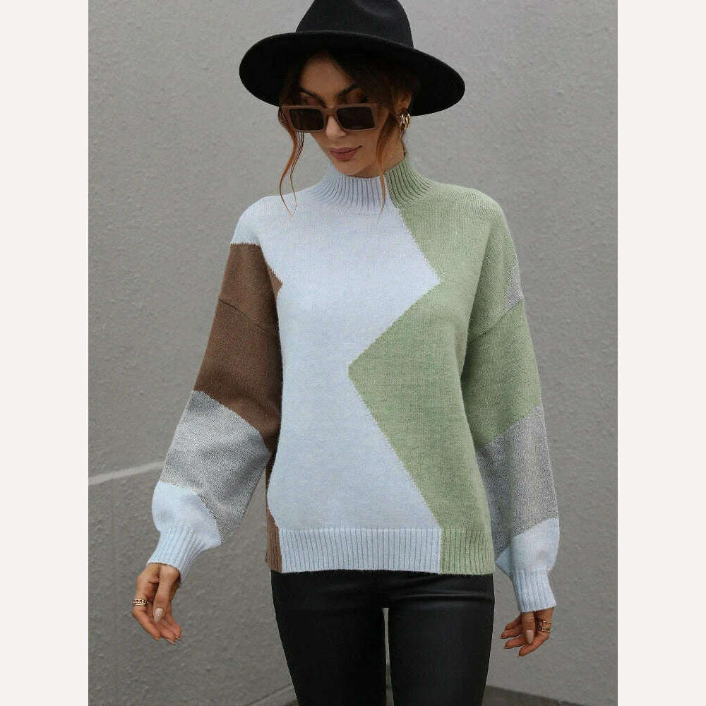 Sweater Women Fashion Tops 2022 Women Autumn Winter New Loose Color Matching Round Neck Sweater Long Sleeve Pullover Korean