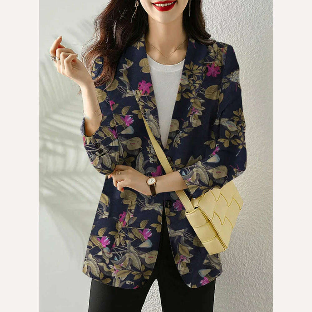 ZANZEA Women Fashion Long Sleeve Blazer Bohemian Floral Printed JacketsSpring Lapel Suit Female Casual Elegant Shirts Work Coat