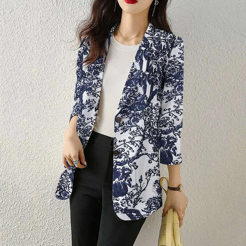 ZANZEA Women Fashion Long Sleeve Blazer Bohemian Floral Printed JacketsSpring Lapel Suit Female Casual Elegant Shirts Work Coat