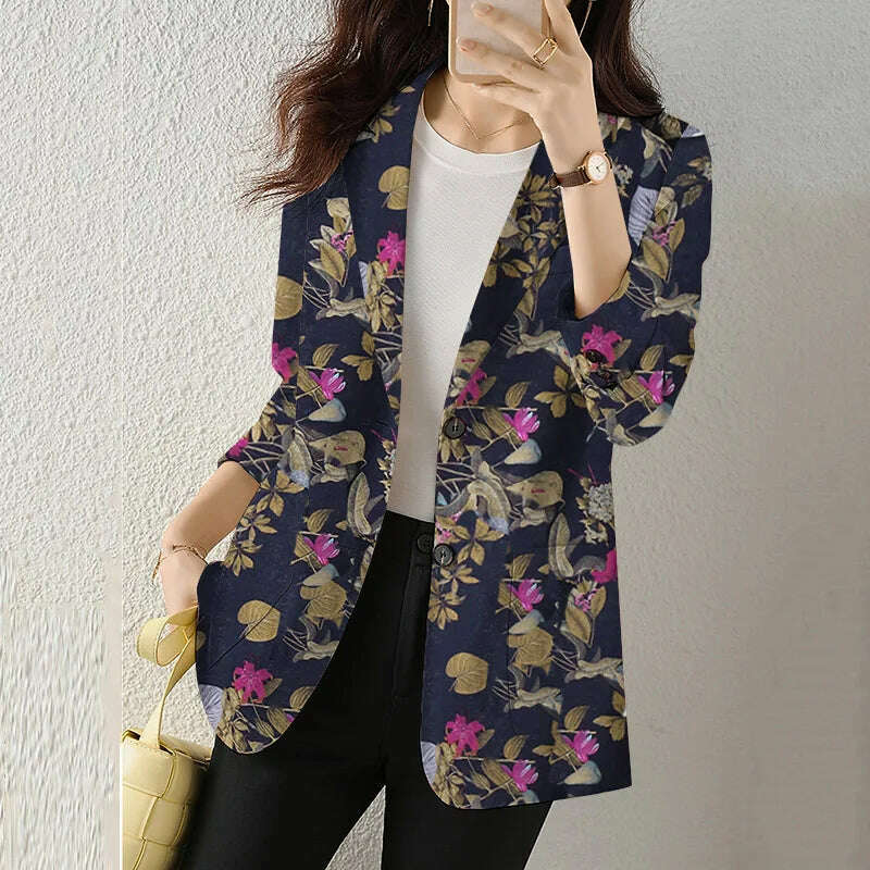 ZANZEA Women Fashion Long Sleeve Blazer Bohemian Floral Printed JacketsSpring Lapel Suit Female Casual Elegant Shirts Work Coat