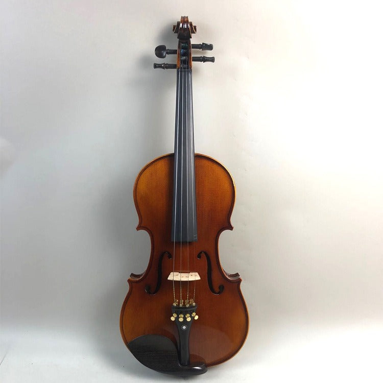 Handcrafted Coffee Colored Violin with Tiger Pattern Maple Wood Back - Professional Grade