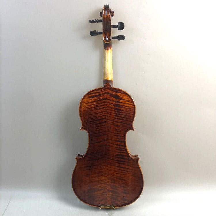 Handcrafted Coffee Colored Violin with Tiger Pattern Maple Wood Back - Professional Grade