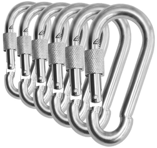 Acquwistach Carabiner Clips 6 Pack 3.15 Stainless Steel Spring