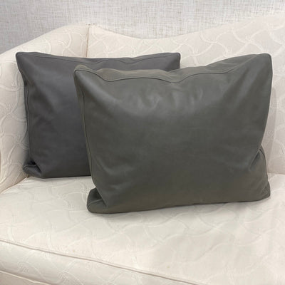 Pair Gray Leather Pillows The Green Chair Project