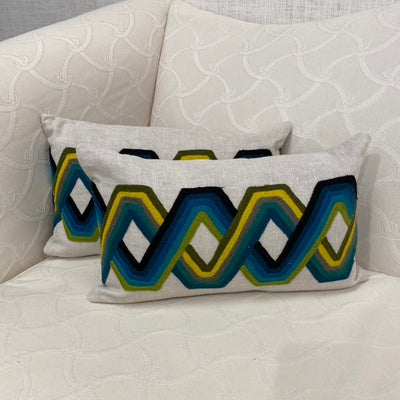 Pair Small Designer Lumbar Pillows