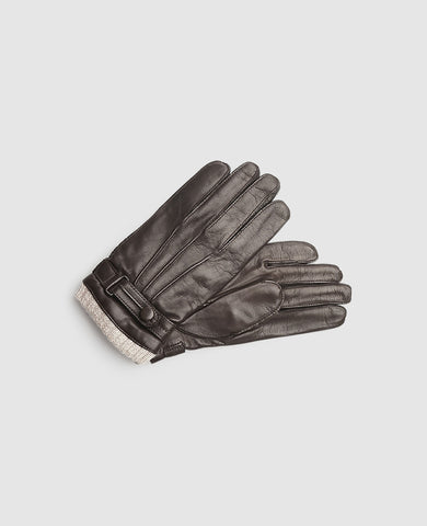 Leather gloves with cuff - Dark Brown