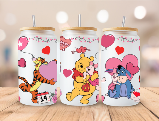 Pooh Valentine UV DTF Cup Wrap
