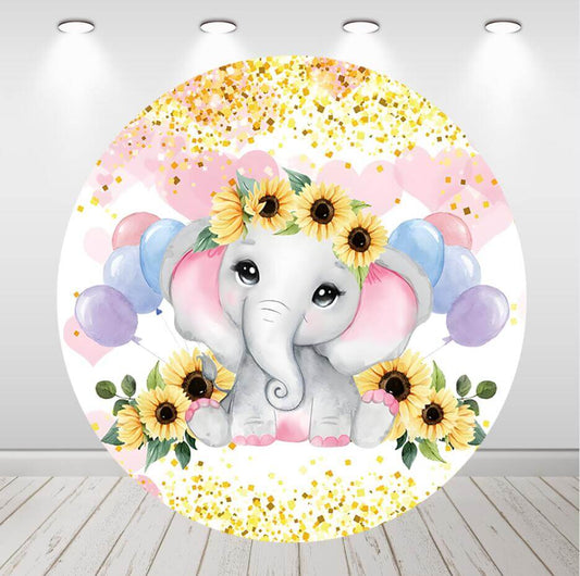 Elefante bebé ducha telón de fondo rosa Floral niña fiesta de cumpleaños  Photogra – webackdrops