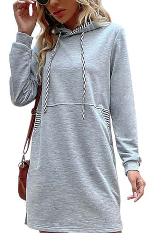 Striped Drawstring Long Sleeve Hoodie