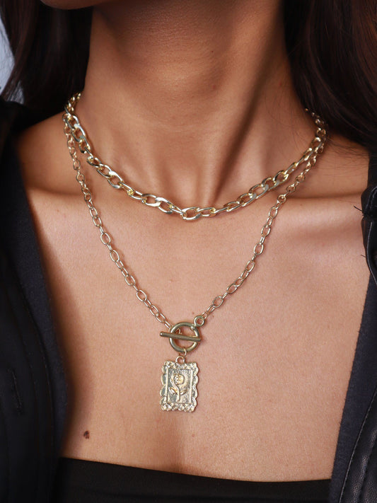 Trendy Gold Plated Four Layered Necklace –