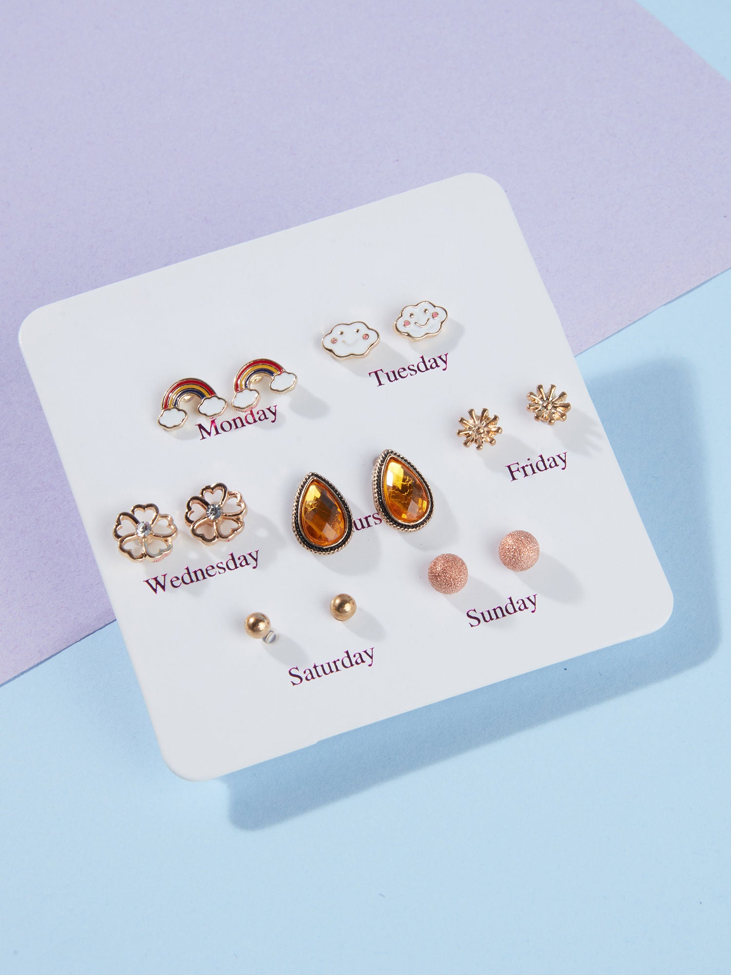 Plant shape stud earring set - Pair