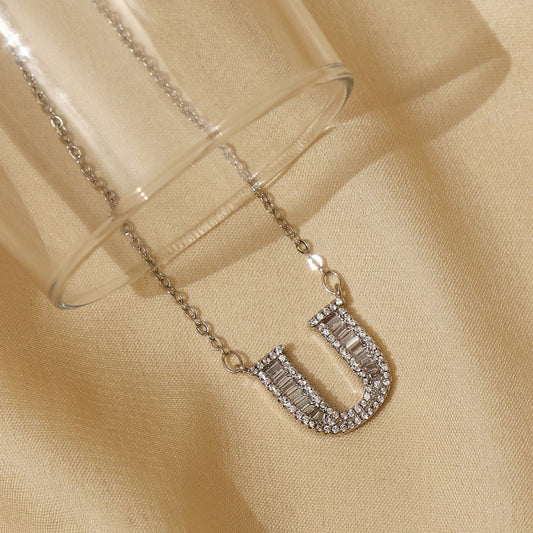 Elegant Initial Silver Stone Pendant – Bling Wardrobe