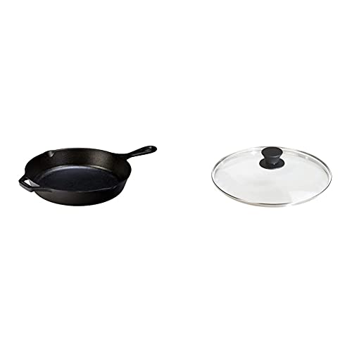 Lodge Seasoned Cast Iron Skillet with Tempered Glass Lid (10.25 Inch) -  Cast Iron Frying Pan With Lid Set.