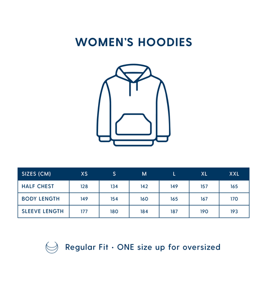 Women's hoodies size guide