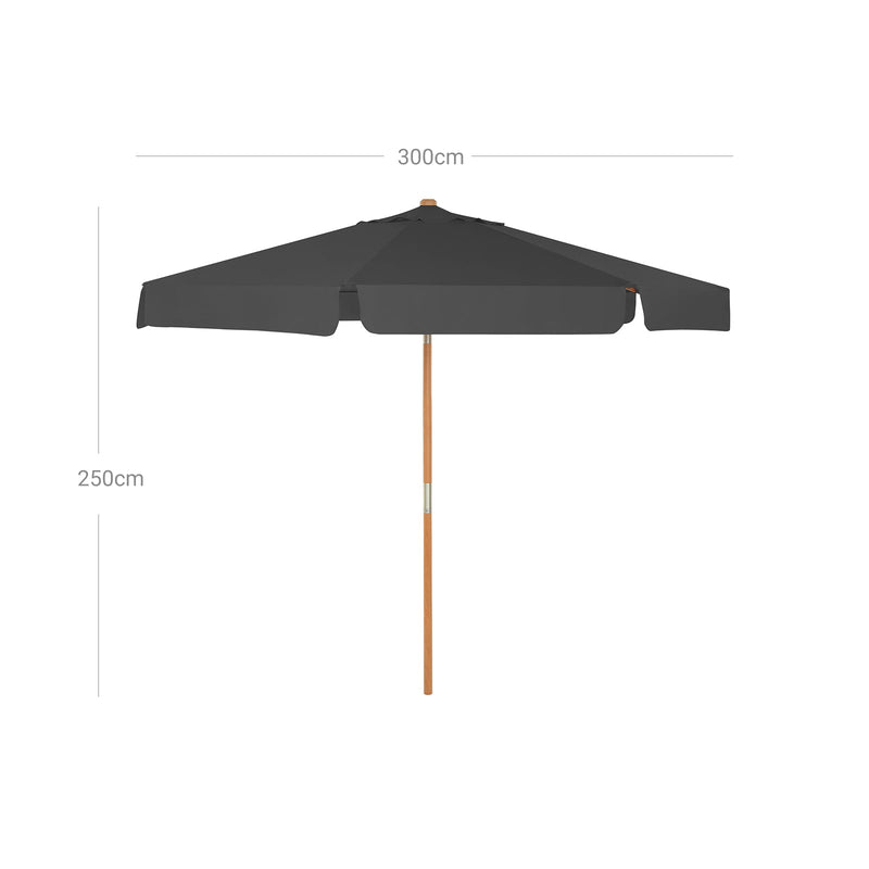houten Weg Schijn Parasol - 300 cm - Achthoekig - Tuinparasol - Zonwering - Parasolstok – MINA