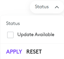 status button showing update available