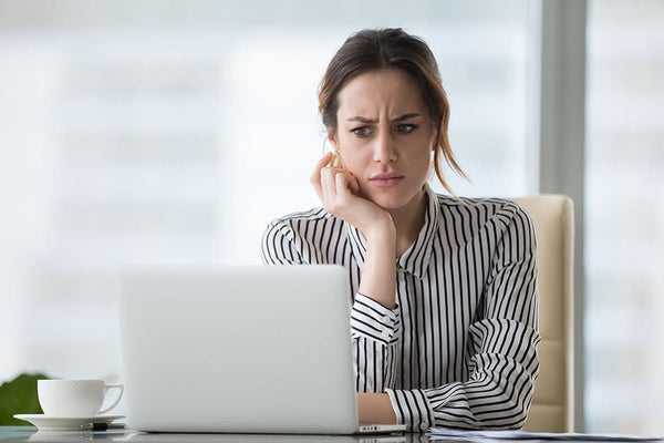 A woman scared by some workplace challenges