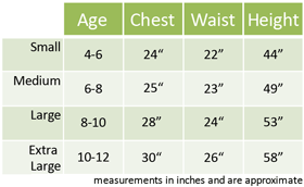 Kids Fancy Dress Size Guide