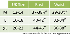 Female Fancy Dress Size Guide