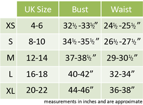 Female Fancy Dress Size Guide