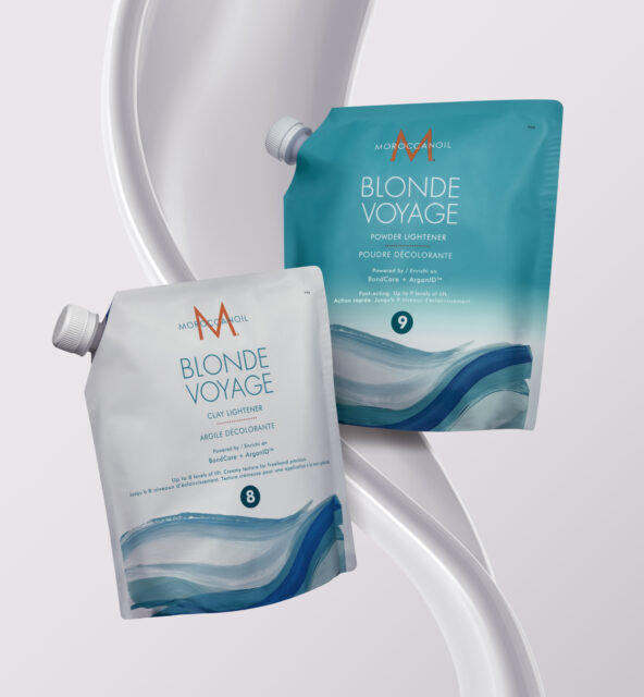 Moroccanoil Blonde Voyage Powder and Clay lighteners, part of the Moroccanoil Color Collection