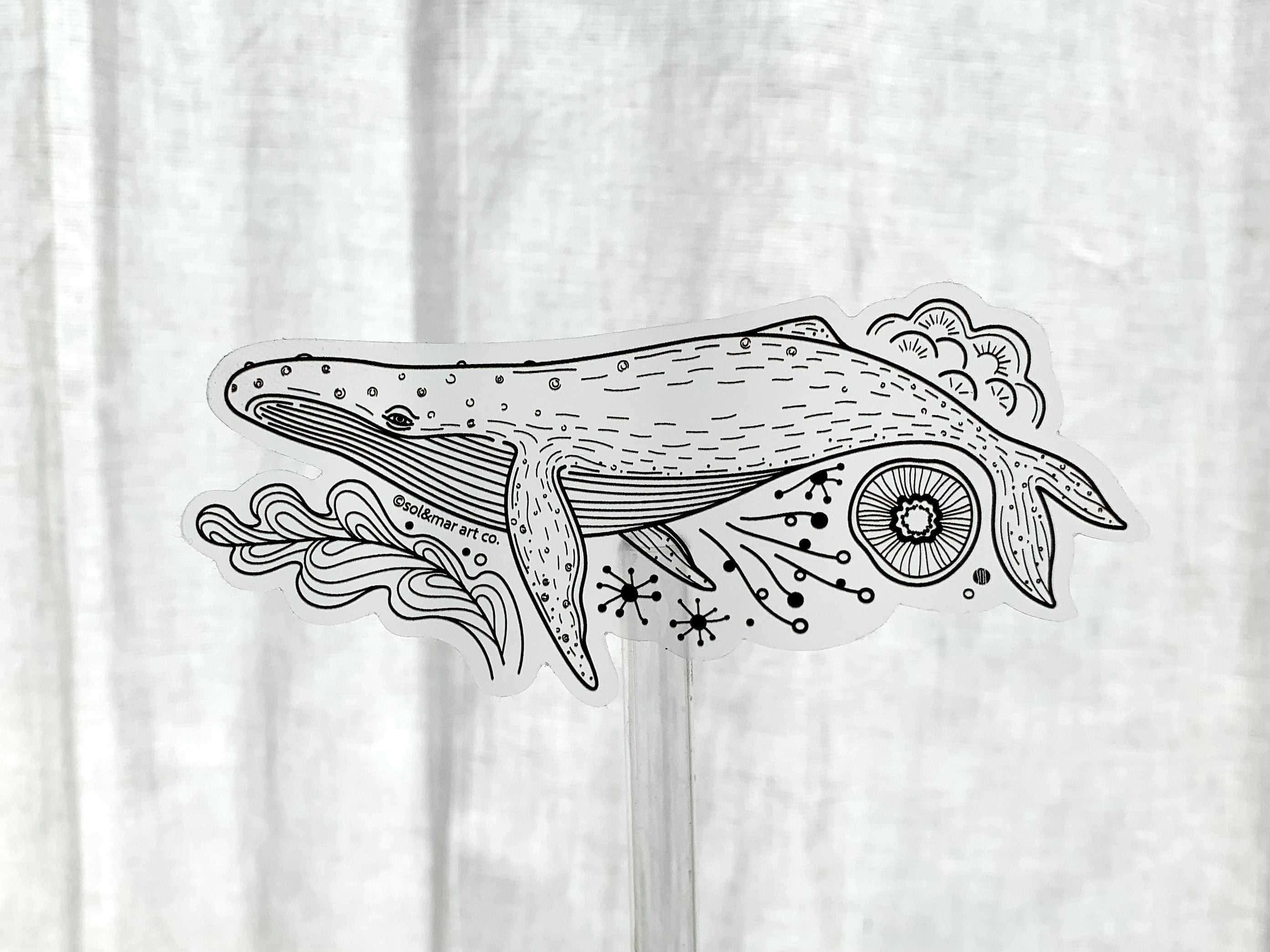 Humpback Whale Line Art Sticker 02