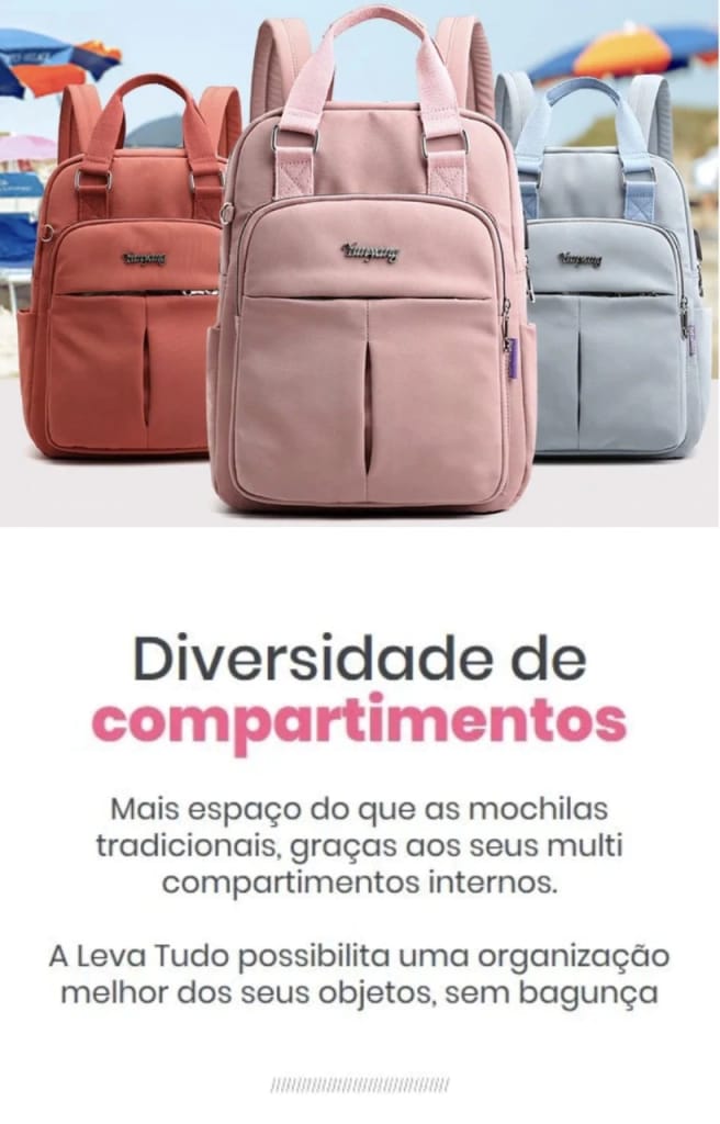 Mochila Leva Tudo Feminina com Usb Zipper