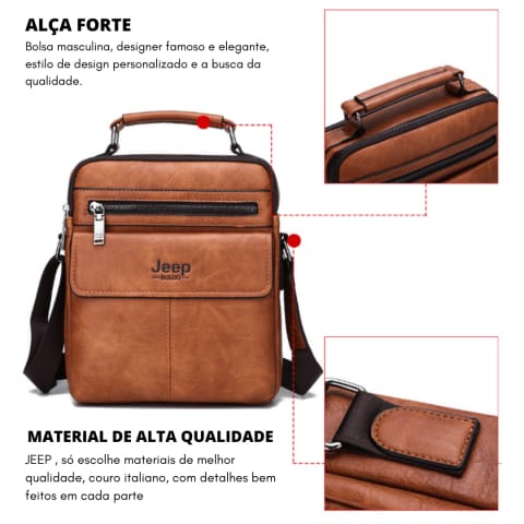 Bolsa JEEP de Couro Crossbody Com Carteira Executiva