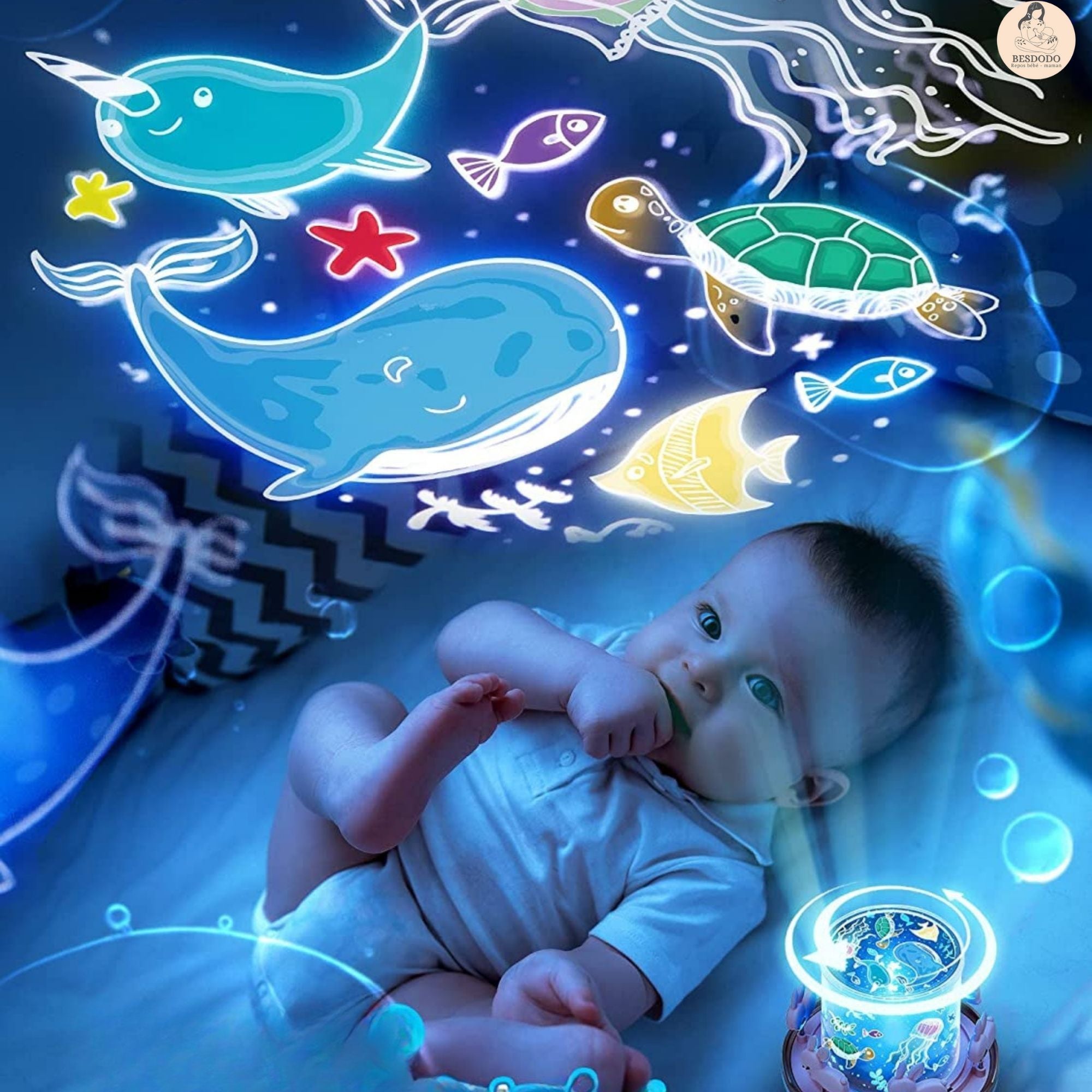 Veilleuse bebe projection plafond Manège lapin™